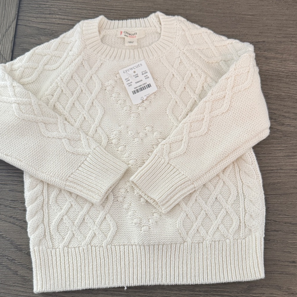 J. Crew Kids Cream Cable Knit Sweater